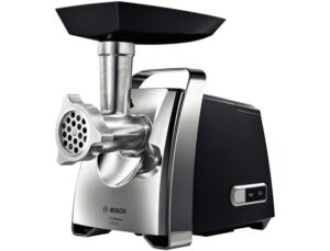 BOSCH za mljevenje mesa MFW67440 ProPower; Boja: CRNA/INOX;  Snaga: 700W;  Blokada motora pri opterećenju od 2000W;  Kapacitet: 3.5 kg/min; Pribor: Dodatak za rezanje sa 2 nastavka; Diskovi: 3 mm / 4
