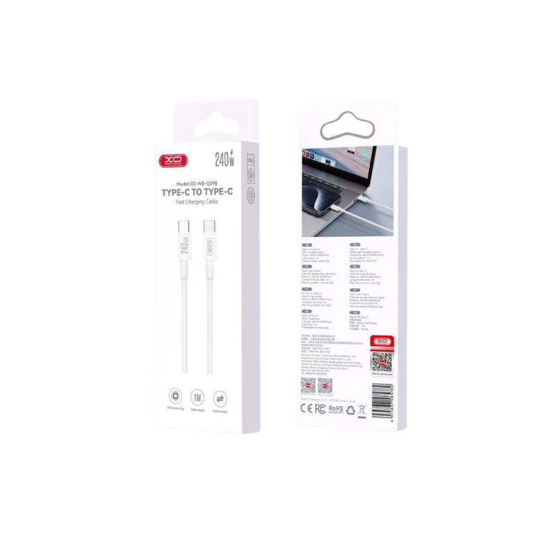 USB kabal XO NBQ298 Type C – Type C 240W White