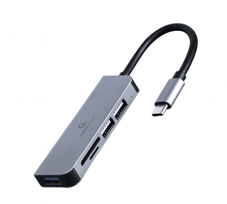 USB HUB GEMBIRD Type-C 3-port USB hub USB3.1 + USB 2.0 with card reader, UHB-CM-CRU3P1U2P2-01