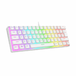 Tastatura gaming RAMPAGE RADIANT K11 white, blue switch, Type-C, RGB,  US Layout, pudding keycaps, 38970