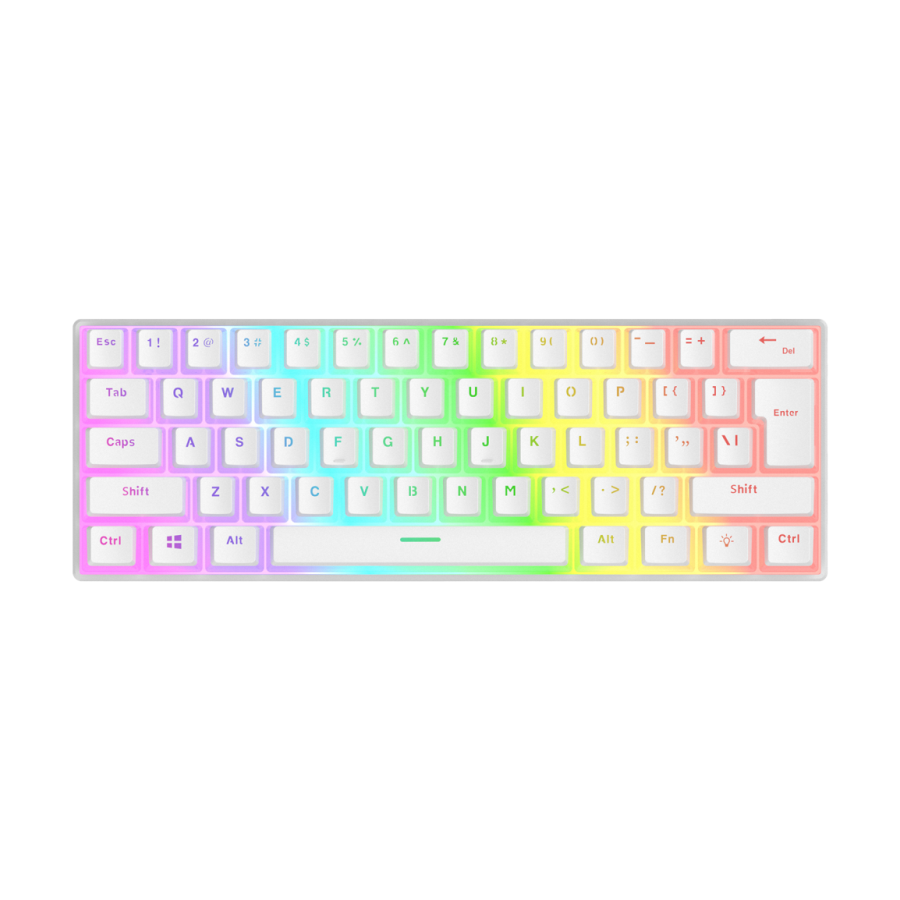 Tastatura gaming RAMPAGE RADIANT K11 white, blue switch, Type-C, RGB, US Layout, pudding keycaps, 38970 - Image 2