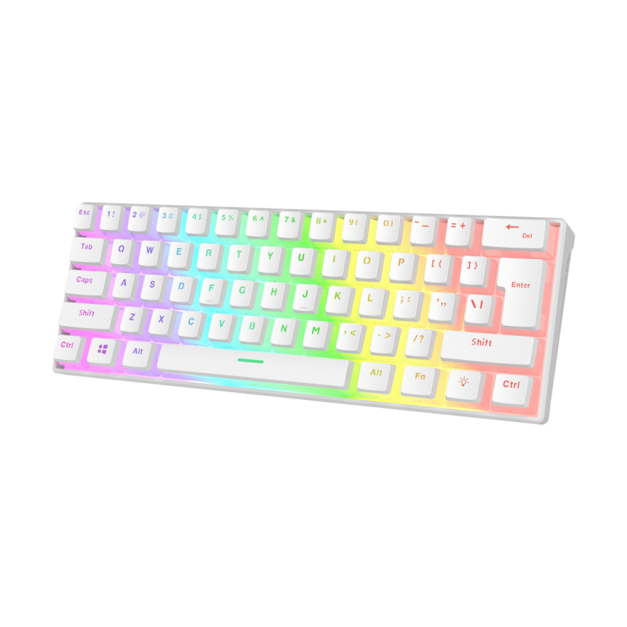 Tastatura gaming RAMPAGE RADIANT K11 white, blue switch, Type-C, RGB, US Layout, pudding keycaps, 38970 - Image 3