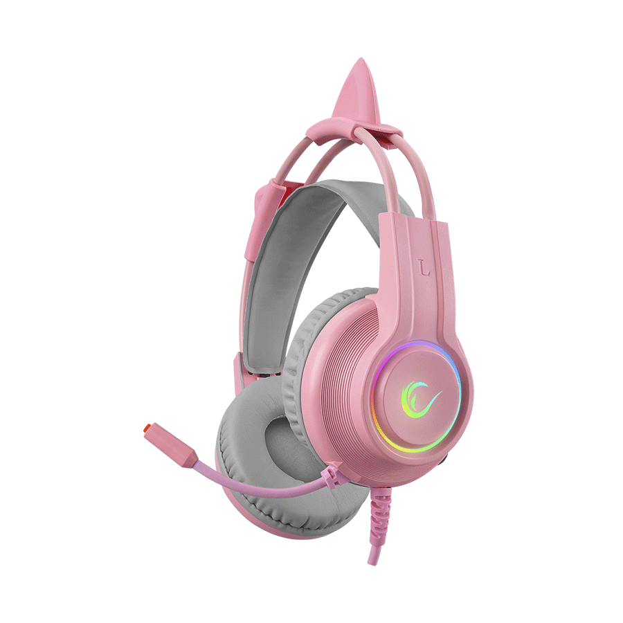 Slušalice sa mikrofonom gaming RAMPAGE RM-K91 X-CATTY Pink USB 7.1 Version RGB Gaming Headset, 36032