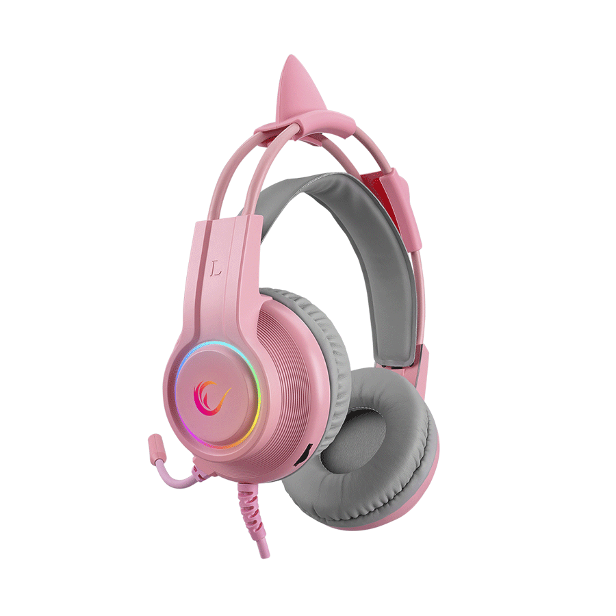 Slušalice sa mikrofonom gaming RAMPAGE RM-K91 X-CATTY Pink USB 7.1 Version RGB Gaming Headset, 36032