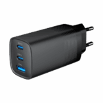 USB punjač 2xType-C + 1xUSB-A fast charger, 65W PD, back GEMBIRD, TA-UC-PDQC65-01-BK