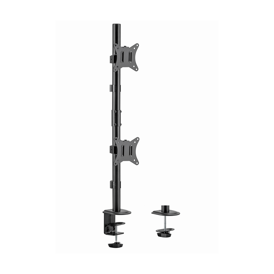 NOSAČ ZA DVA MONITORA VERTIKALNI GEMBIRD MA-D2-02, montaža na stol, (rotate, tilt, swivel), 17”-32”, up to 9 kg
