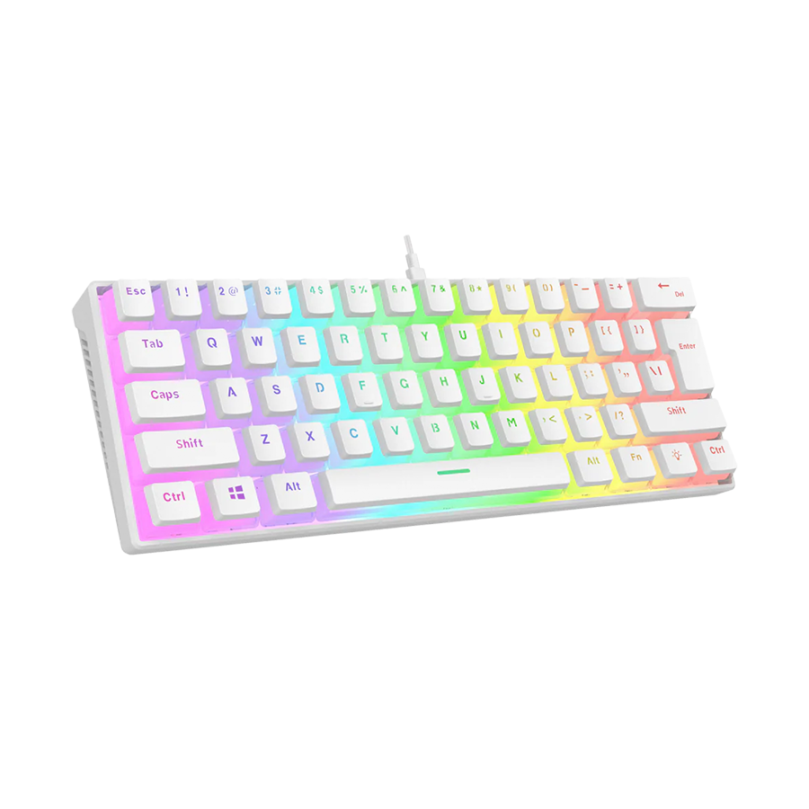 Tastatura gaming RAMPAGE RADIANT K11 white, red switch, Type-C, RGB, US Layout, pudding keycaps, 38969