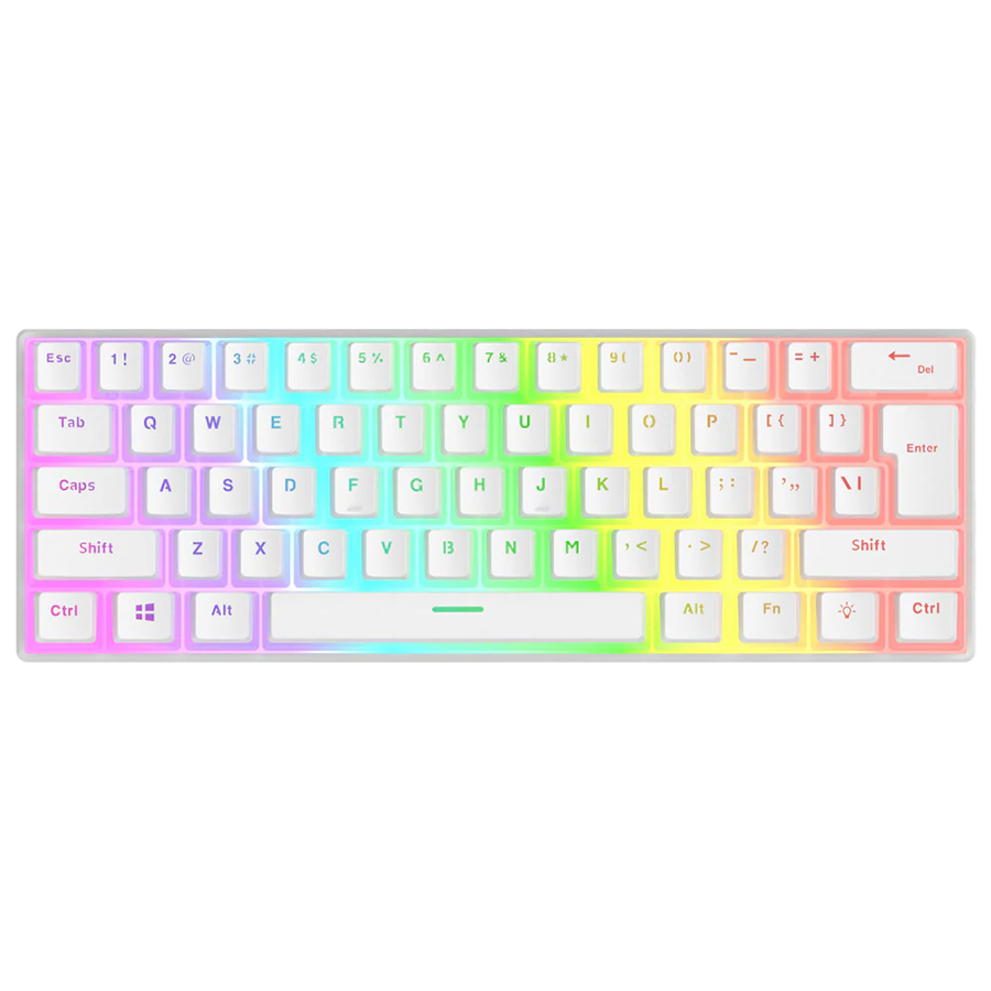 Tastatura gaming RAMPAGE RADIANT K11 white, red switch, Type-C, RGB, US Layout, pudding keycaps, 38969