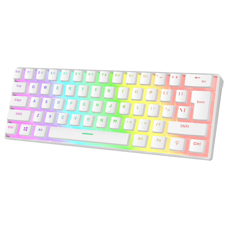 Tastatura gaming RAMPAGE RADIANT K11 white, red switch, Type-C, RGB, US Layout, pudding keycaps, 38969