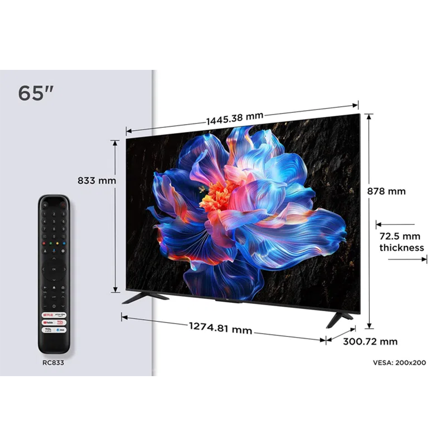 TCL 55″V6C 4K TV Google OS HDR10 HVA Panel Motion Clarity Dolby Audio; AiPQ Processor; 55V6C