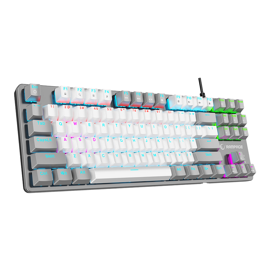 Tastatura gaming RAMPAGE SNUG K14 White/Gray Red Switch Mechanical Gaming Keyboard ENGLISH Layout English Rainbow TKL, 41852