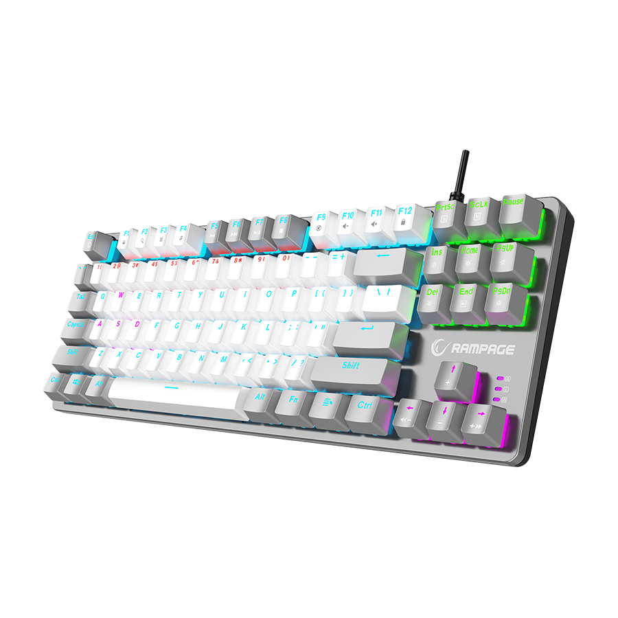Tastatura gaming RAMPAGE SNUG K14 White/Gray Red Switch Mechanical Gaming Keyboard ENGLISH Layout English Rainbow TKL, 41852