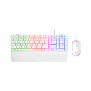 Tastatura + miš gaming RAMPAGE KM-RX7 Fortuna V2 Rainbow Lighting USB White Gaming Combo Us Layout English Gaming Keyboard 12800 DPI Mouse, 42578