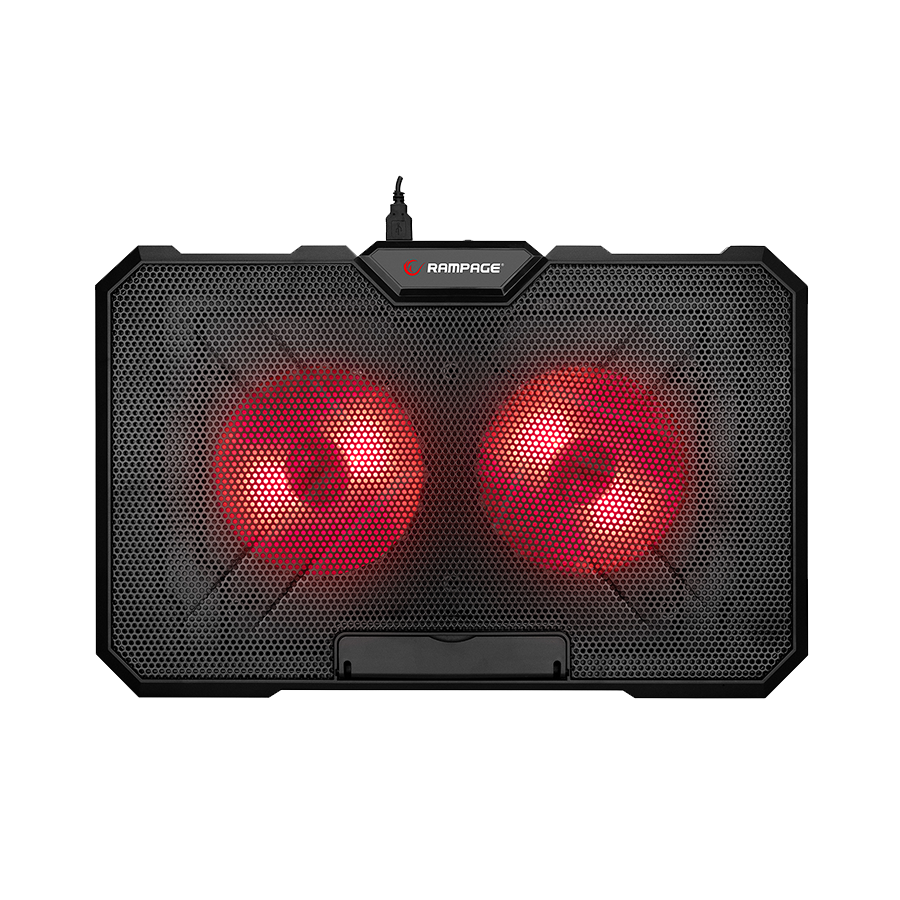 Postolje za notebook gaming Rampage AD-RC12 GAMEZONE Black 2 Fan 2 USB RGB Illuminated 15″-17″ Notebook Cooler Stand, 36323