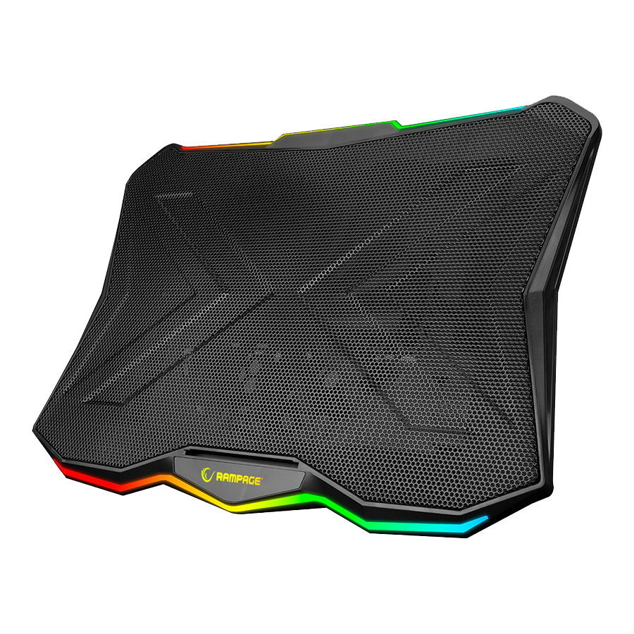 Postolje za notebook gaming Rampage AD-RC8 SHOWY Black 180mm Fan 15-17″ RGB Light Notebook Cooling Stand, 33450