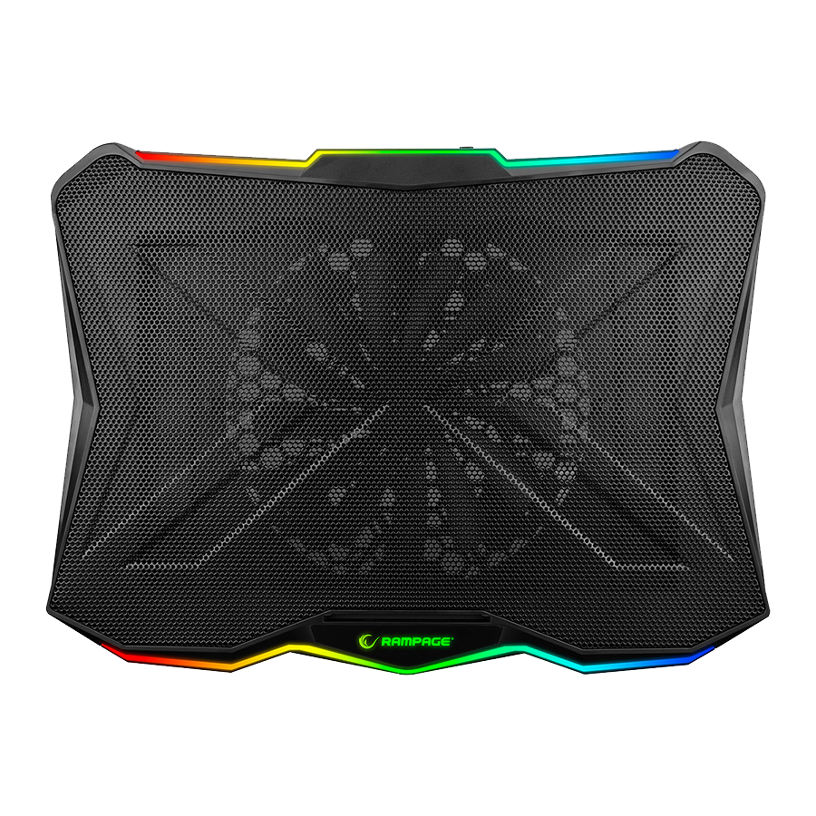 Postolje za notebook gaming Rampage AD-RC8 SHOWY Black 180mm Fan 15-17″ RGB Light Notebook Cooling Stand, 33450