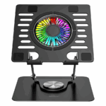 Postolje za notebook riser stand preklopivi rotirajuci, Addison AD-RC36 Steely 360 Degree Fan Fan Fan RGB Light Adjustable Black Metal 42029