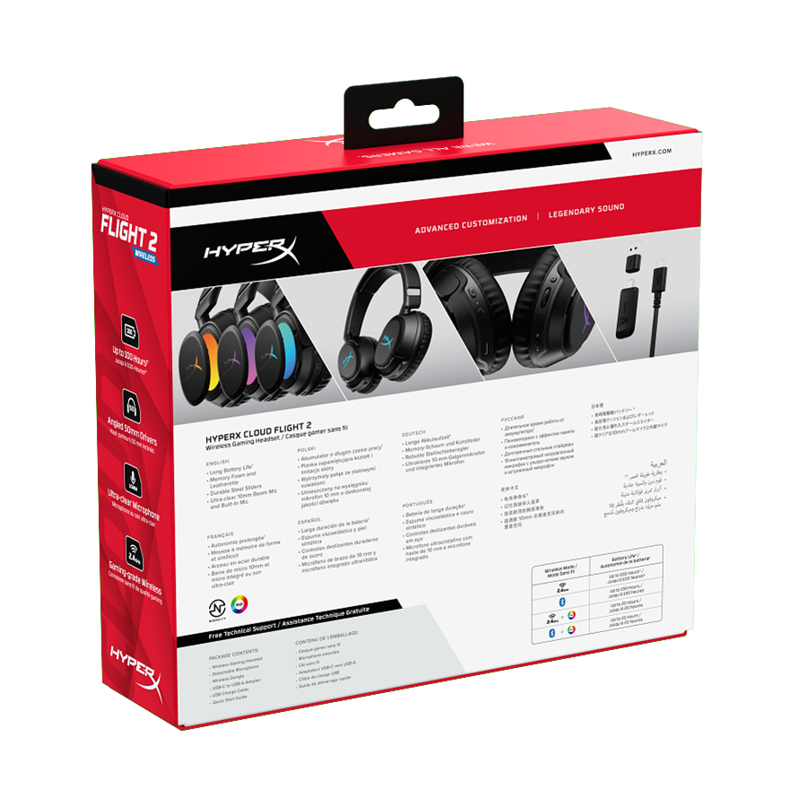 Slušalice sa mikrofonom HyperX Cloud Flight 2 RGB Wireless Gaming Headset Black, B5VC4AA