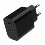 USB punjač 1xType-C + 1xUSB-A fast charger, 20W, black GEMBIRD, TA-UC-PDQC20-01-BK