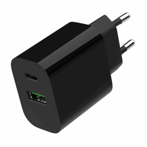 USB punjač 1xType-C + 1xUSB-A fast charger, 20W, black GEMBIRD, TA-UC-PDQC20-01-BK