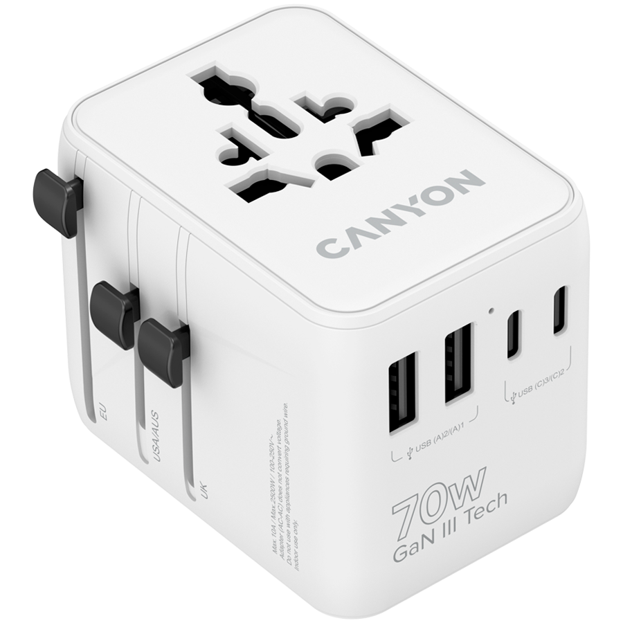 CANYON Travel Adapter OnTour 70 EU/UK/US/AUS 70W