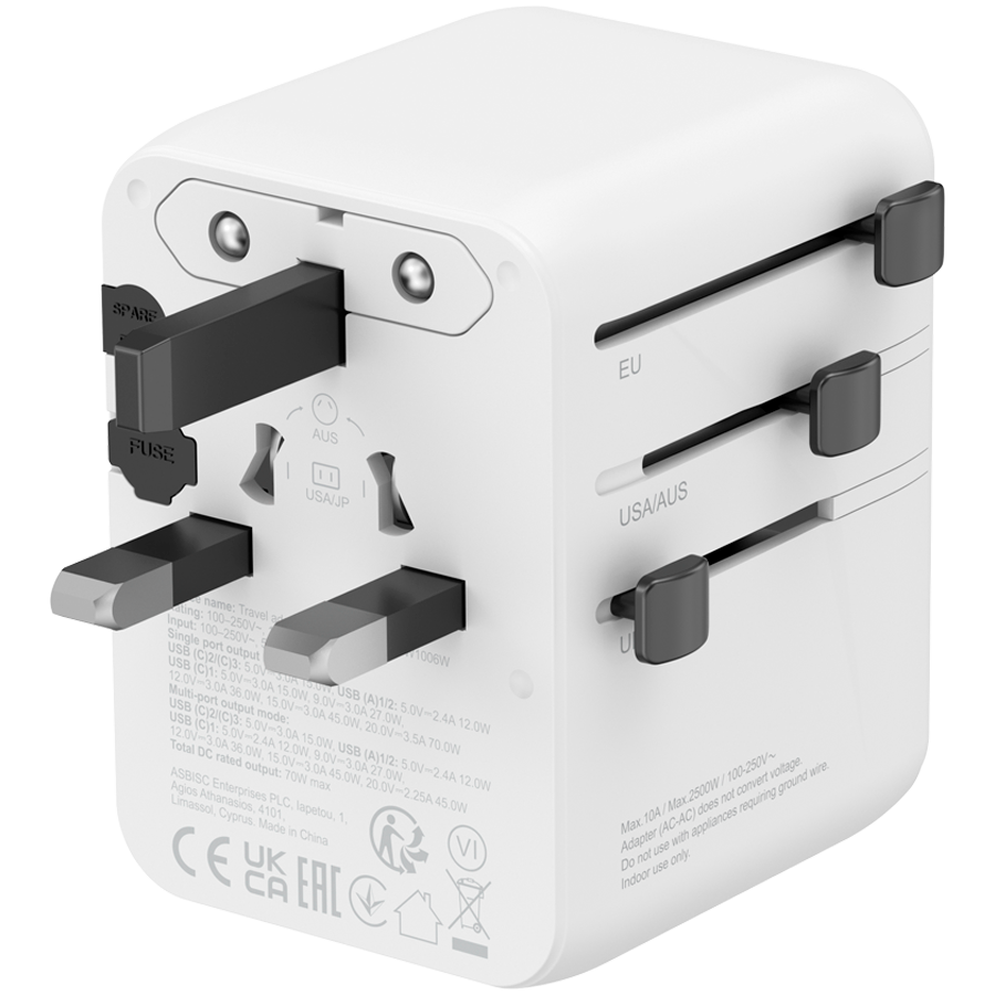 CANYON Travel Adapter OnTour 70 EU/UK/US/AUS 70W