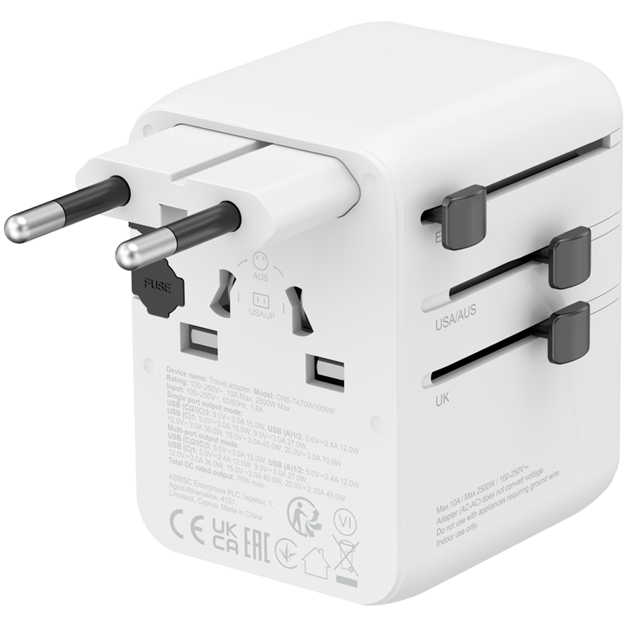CANYON Travel Adapter OnTour 70 EU/UK/US/AUS 70W