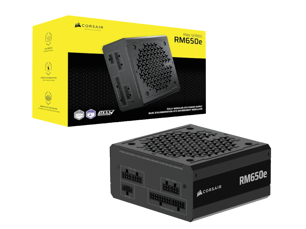 Corsair PSU 650W RM650eGold, Fully Modular, 12V-2x66xSATA, 3xPCIe, ATX 3.1, PCIe 5.1