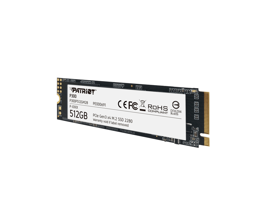 Patriot SSD 512GB M.2; P300 M.2 PCIe Gen 3 x4; up to R/W : 1700/1100MB/s