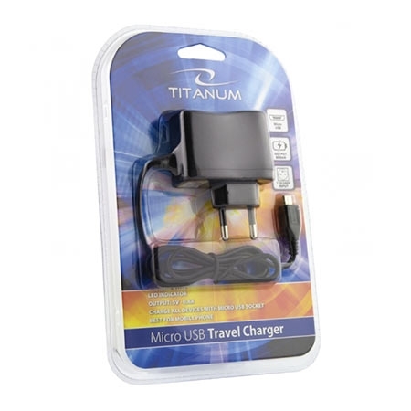 USB punjac sa kablom microUSB TITANUM TZ101, AC 100-240V, out 5V/0,8A