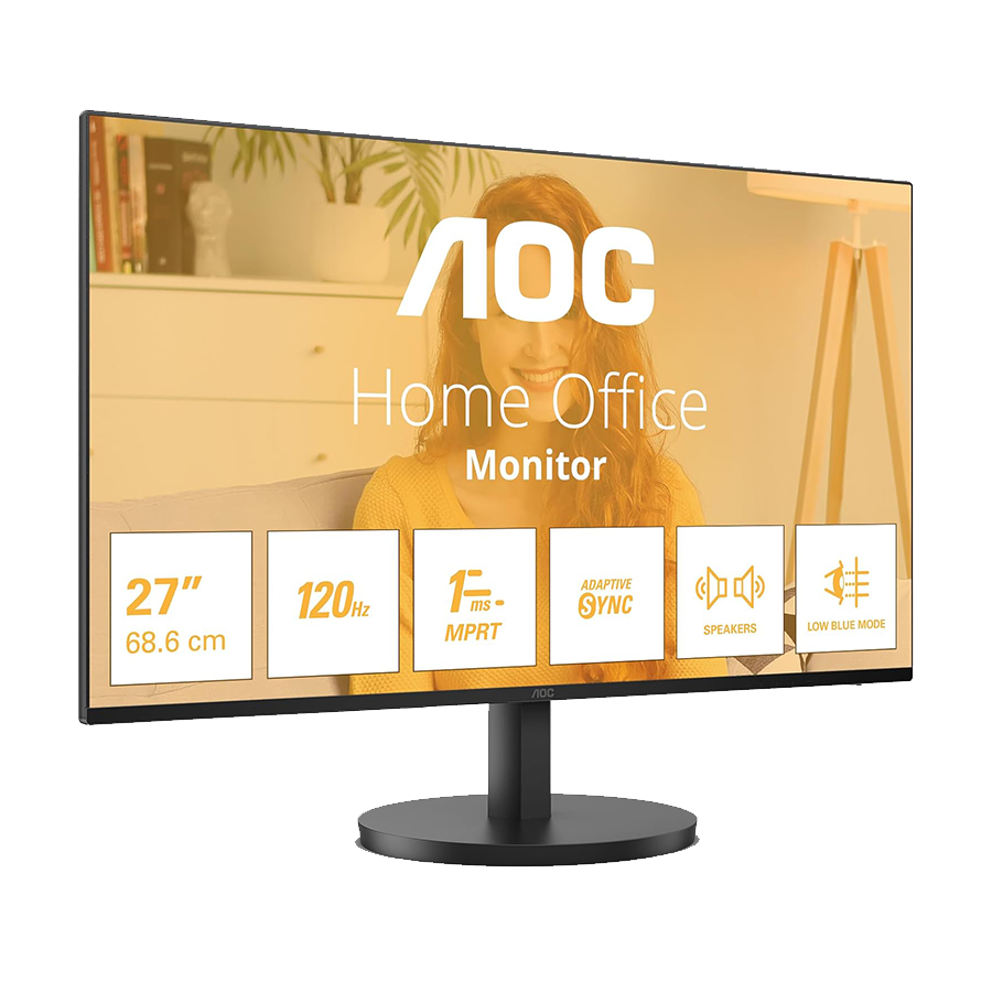 MONITOR AOC 27B31H 27″ IPS, 1920×1080, 120Hz, 1ms MPRT, 300 cd/m2, 1500:1, Adaptive Sync, VGA, HDMI, Tilt, Black, VESA, 3y