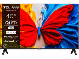 TCL 40"S5K FHD QLED TV;60 Hz HDR 10 Android TV; Dolby Digital Plus; HDR10: Netflix USB 1080p; Android TV (ATV 11.0) Google Play Store; Chromecast & T-cast; HDMI 2x 1.4 USB 1x 2.0; Multiple Viewing Mode; Metallic Bezel-less; Brushed metal front