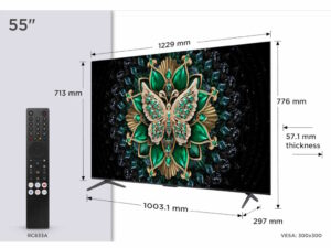 TCL 55"C6K 4K QD-Mini LED TV; 144Hz native display; Precise Dimming Series; Google TV; Game Master; Dolby Atmos; Onkyo 2.1; HDR Premium;  HDR10+ HDR10 HLG; Netflix Youtube Amazon Prime Apple TV; Chromecast & T-cast; HDMI: 4x 2.1; USB: 1x 3.0;