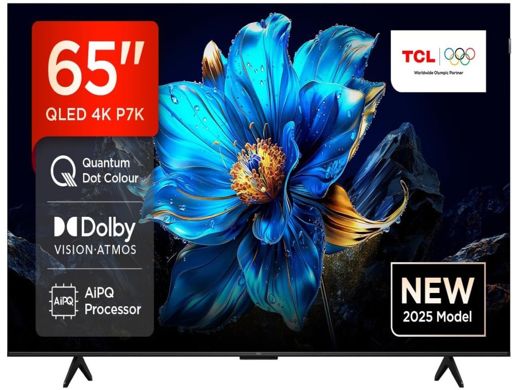 TCL 65″P7K 4K QLED TV 60HzGoogle TV; HDR multi-format;HVA Panel; Game Master; Dolby Atmos;