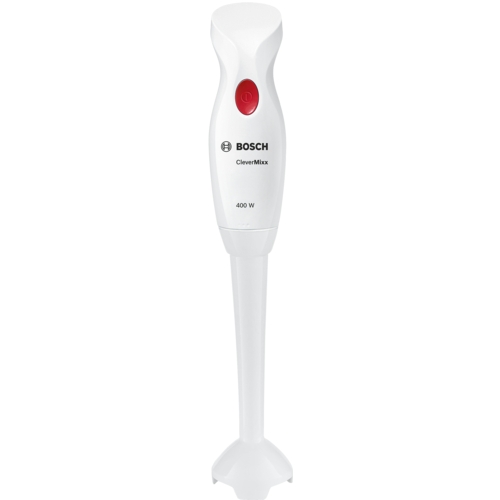 BOSCH štapni mikser MSM14000 CleverMixx; Boja: BIJELA/CRVENA; 400W; QuattroBlade: 4 krila; Noga za miješanje: PLASTIC; BPA Safe; Ergonomska ručka