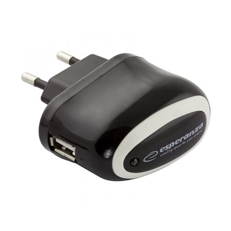 USB punjač ESPERANZA CHARGER, AC 100-240V, 5V/1000mA, black, EZ111