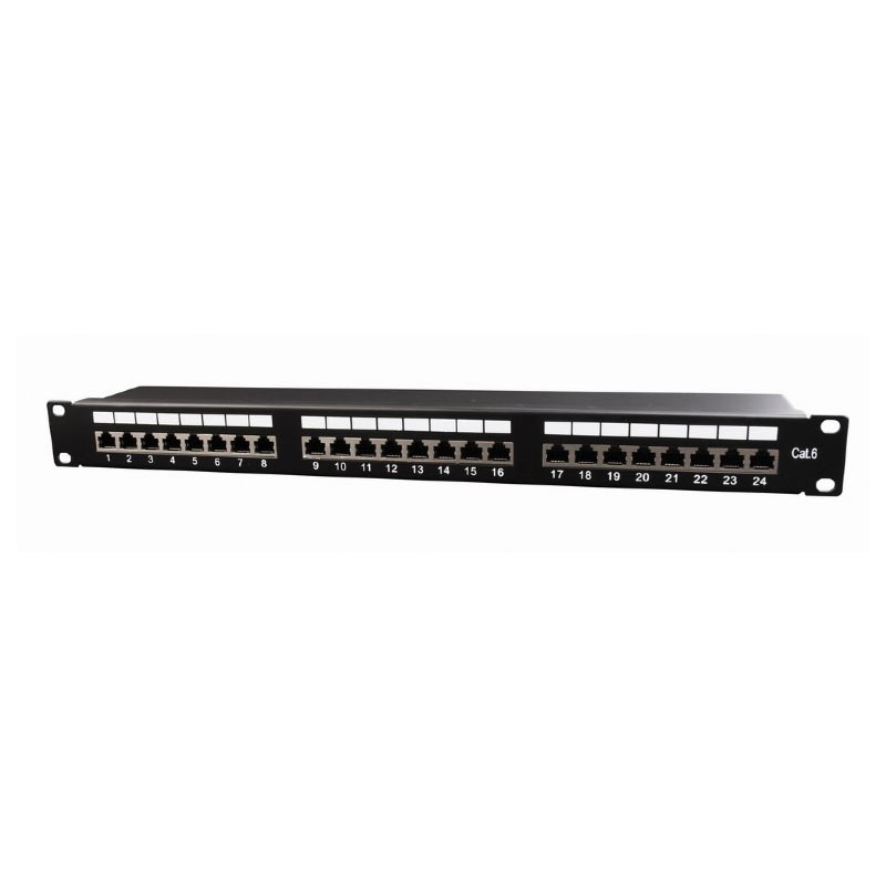 PATCH PANEL 24 PORTA cat.6, shielded, 19″ 1U, GEMBIRD, NPP-C624-002, designed for 19″ standard, 483x111x45 mm