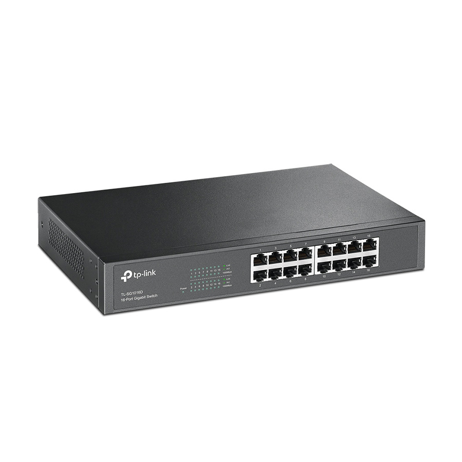 SWITCH TP- LINK 16 port Gigabit Desktop/Rackmount, 1U 13-inch steel case, supports MAC address self-learning, AUTO MDI/MDIX, JUMBO Frame TL-SG1016D