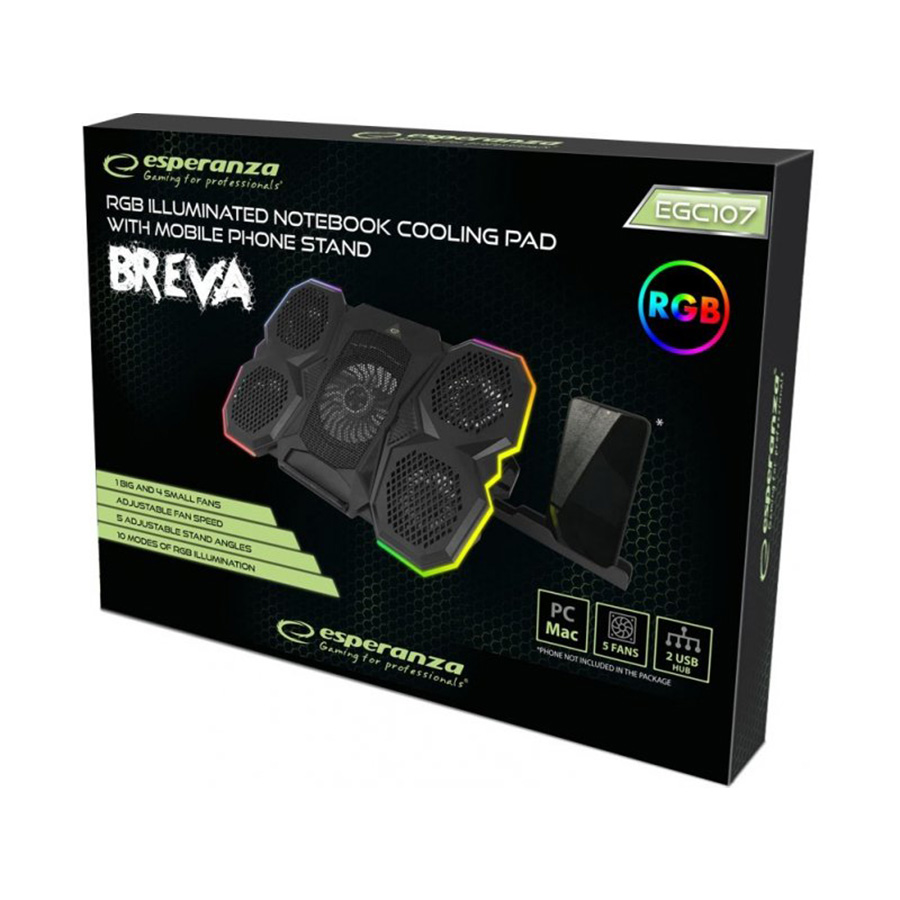 Postolje za notebook gaming ESPERANZA RGB ILLUMINATED WITH MOBILE PHONE STAND BREVA EGC107 - Image 3