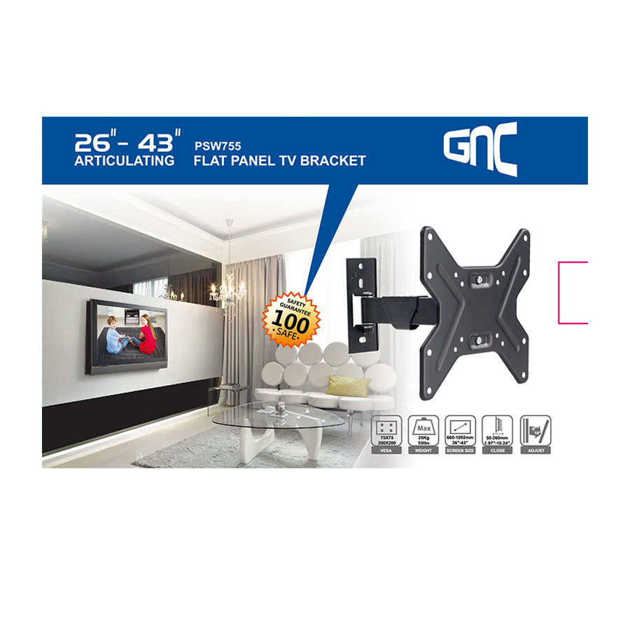 Zidni nosač GNC PSW755 26"-43" vesa 200 X 200 nosivost 22kg nagib - Image 2