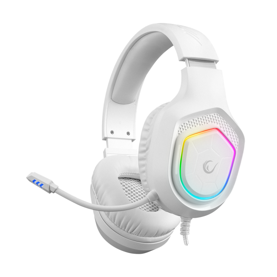 Slušalice sa mikrofonom gaming RAMPAGE RM-K90 VECTOR white, RGB LED 3,5 mm, 36299