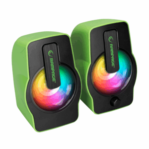 Zvučnici 2.0 gaming RAMPAGE RMS-G7 FALSETTO 2.0 6W RGB LED, green, 3,5mm + USB napajanje