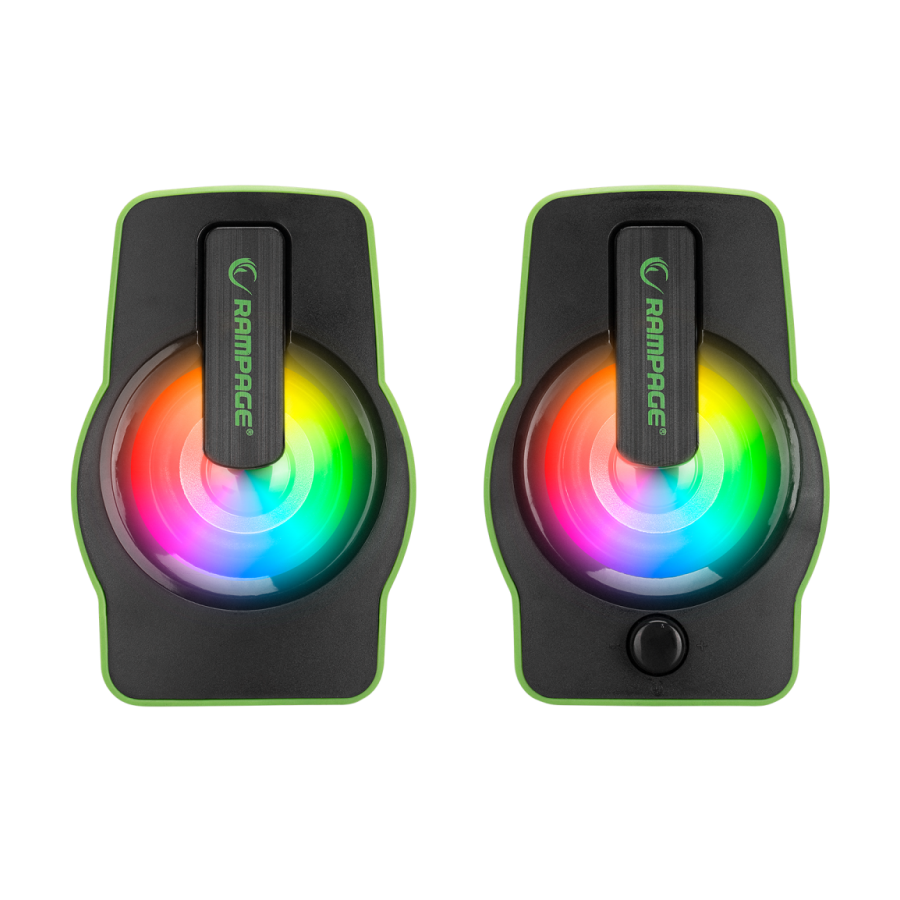 Zvučnici 2.0 gaming RAMPAGE RMS-G7 FALSETTO 2.0 6W RGB LED, green, 3,5mm + USB napajanje, 30259 - Image 2