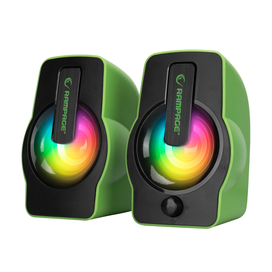 Zvučnici 2.0 gaming RAMPAGE RMS-G7 FALSETTO 2.0 6W RGB LED, green, 3,5mm + USB napajanje, 30259 - Image 3
