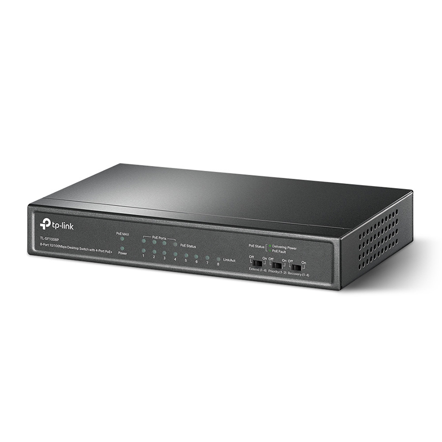 SWITCH TP-Link Tl-SF1008P, 8-port 10/100Mbps Desktop PoE Switch, 8 10/100Mbps RJ45 ports including 4 PoE ports, 57W PoE Power supply, steel case - Image 2