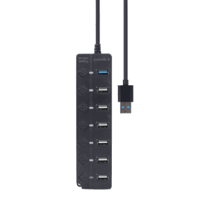 USB HUB 7-portni (1 x USB 3.1 + 6 x USB 2.0) sa prekidačima, crni UHB-U3P1U2P6P-01