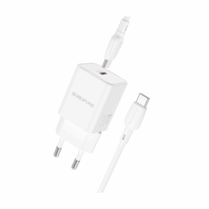 USB punjač sa kablom 1m Type-C to Type-C BOROFONE BN13 Safety PD30W single-port set white