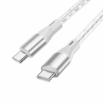 USB kabal BOROFONE BX96 Ice crystal 60W, 3A silicone charging data cable 1m, Type-C to Type-C gray
