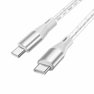 USB kabal BOROFONE BX96 Ice crystal 60W, 3A silicone charging data cable 1m, Type-C to Type-C gray