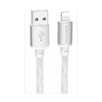 USB kabal BOROFONE BX95 Vivid silicone charging data cable 1m, 2,4A, iPhone/lightning silver